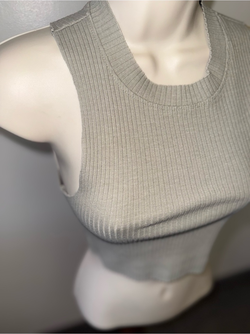 Aerie (XS) Light Green Lightly Ribbed Crop Top - Picture 3 of 5